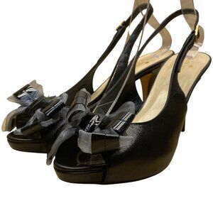 Kate Spade Women’s Black Leather Slingback Bow Peep Toe Heels Size 8